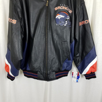 Vintage GG-III Carl Banks Denver Broncos Leather Bomber Jacket Mens XL Patch 90s