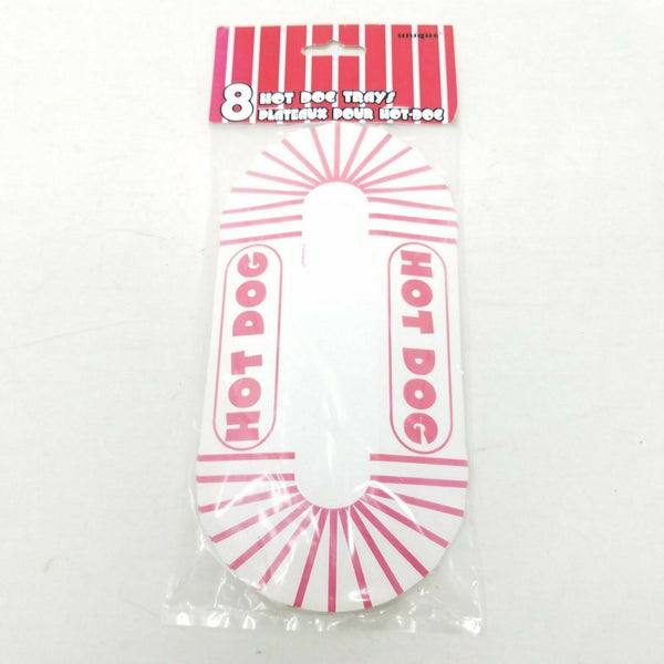 Unique Hot Dog Trays Holders Red Striped Package of 8 Cinema Snack Trays Fair