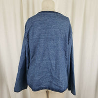 Serengeti Open Front Embroidered Paisley Denim Blue Jean Wrap Jacket Womens L