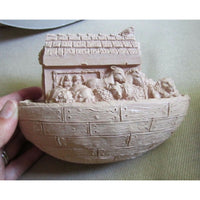 Vintage Wood World Paintable Noahs Ark Unfinished Ceramic Bisque USA 5 Inches