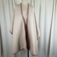 Modena Vegan Faux Wool Reversible Wrap Shawl Poncho Cape Womens OS Pink Tan