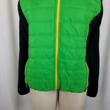 LRL Ralph Lauren Quilted Puffer Fleece Full Zip Up Jacket Womens L Green Black