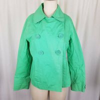 LL Bean Canvas Cotton Swing Jacket Double Breasted Peacoat Womens S Spring Green