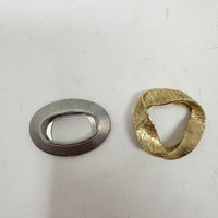 Vintage Lot of 2 Scarf Clips Pins Brooch Metal Jewelry Gold Silver Oval Triangle