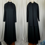 Vintage Black Weighted Built In Scarf Neckline Long Maxi Flowing Dress Womens M