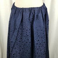 Handmade Vintage Long Maxi Jacquard Ribbon Trim Skirt Womens XL Blue Sheen Gold