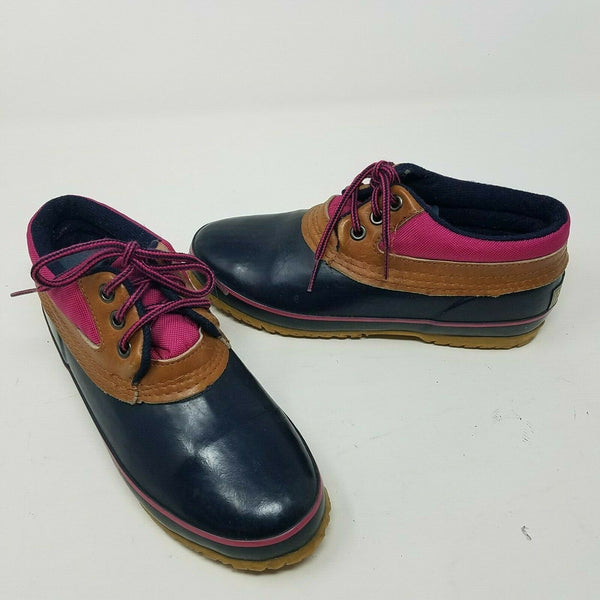 Vintage Lands End Direct Hot Pink Rubber Hunting Duck Shoe Boots Womens 7 Blue