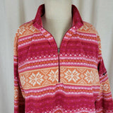LL Bean Fleece 1/4 Zip Up Nordic Snowflake Lightweight Shirt Jacket Womens L XL