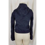 Hollister Hooded Full Zip Up Cotton Canvas Lightweight Jacket Womens M Navy Blue