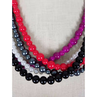 Multistrand 5 Strand Faux Pearls Colorful Statement BEADED NECKLACE Contemporary