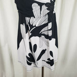 Mod Vintage 60s Twiggy Space Age Faux Wrap Twirl Mini Dress Floral Womens M L