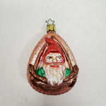 Vintage Painted Glass Santa Claus or Elf Christmas Tree Ornament Spun Blown 4"