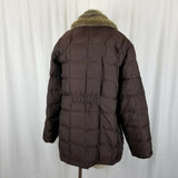 LL Bean Brown Faux Fur Collar Goose Down Quilted Puffer Jacket Parka Womens XL