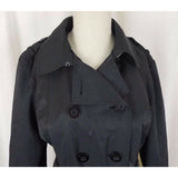 Kenneth Cole Reaction Black Double Breasted Belted Cape Top Trench Coat Womens L