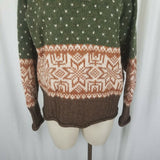 Skyr 100% Wool Birdseye Nordic Fair Isle Rolled Neck Sweater Womens M Vintage