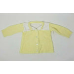 Vintage Yellow & White Crosshatch Knit Cardigan Sweater Baby Girls 12 M Unisex