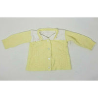 Vintage Yellow & White Crosshatch Knit Cardigan Sweater Baby Girls 12 M Unisex