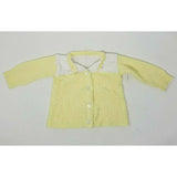 Vintage Yellow & White Crosshatch Knit Cardigan Sweater Baby Girls 12 M Unisex