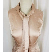 Vero Moda Satin Dress Fitted Bodycon Sexy Built in Scarf Faux Wrap Womens M Nude