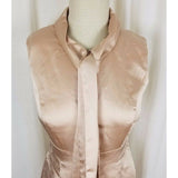 Vero Moda Satin Dress Fitted Bodycon Sexy Built in Scarf Faux Wrap Womens M Nude