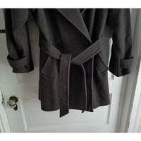 JNY Jones New York Double Breasted Belted Tie Wide Lapel Peacoat Coat Womens S M