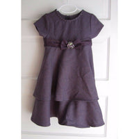 Bonnie Jean Herringbone Tweed Ruffles Tiered Sash Bow Midi Dress Purple Girls 5