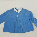 Vintage Agatha Corduroy Collared Top Button Up Back Shirt Baby Boys 12M Blue