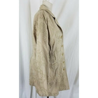 J.Jill Canvas Cotton Embroidered Pleated Fit & Flare Riding Jacket Coat Womens M