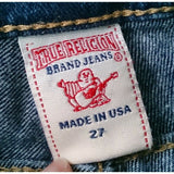 True Religion Brand Joey Flare Jeans Horseshoe Button Flap Pocket Womens 27 Pant