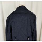 G.H. Bass Heritage Wool Double Breasted Trench Peacoat Coat Womens L Navy Blue