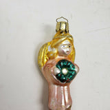 Vintage Painted Glass Figural Angel Wreath Christmas Ornaments Icicle Shape 6.5"