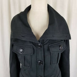 EDC Esprit Short Sweatshirt Jersey Knit Belted Trench Coat Jacket Womens S Black