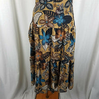 Coldwater Creek Summer Midi Dress Womens 8 Flowing Boho Large Flower Print Brown