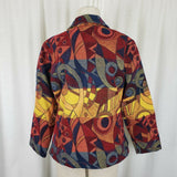 Travel Smith Woven Abstract Tapestry Blazer Jacket Womens S Art to Wear Striped