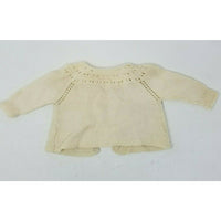 Vintage Cream Crochet Knit Open Front Cardigan Sweater Unisex Girls 6 Months