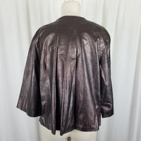 Jones New York Metallic Leather Open Front Evening Jacket Blazer Womens L