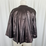 Jones New York Metallic Leather Open Front Evening Jacket Blazer Womens L