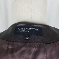 Jones New York Metallic Leather Open Front Evening Jacket Blazer Womens L