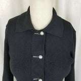 Clorinda Merino Wool Cardigan Sweater Jacket Womens S Black Collared Italy Top