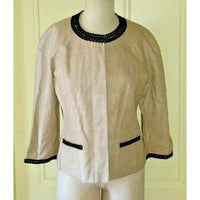 Sara Campbell Woven Silk Crochet Collarless Cropped Blazer Jacket Womens 8 USA