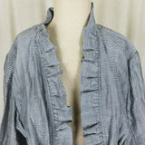 Chicos Ruffles Open Front Swing Wrap Jacket Womens 3 XL Horizontal Pinstriped