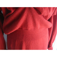 Mr. Mort Knit Wrap Blouson Sweater Dress Leaf Applique Womens M Silk Angora Vtg