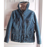 Limited Too 2 Hooded Insulated Denim Blue Jean Jacket Quilted Lining Girls XL 16