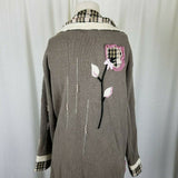 Storybook Knits Blooming Plaid Long Knit Sweater Cardigan Coat Jacket Womens M