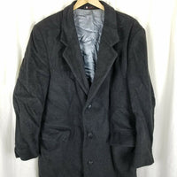 Vintage Long Peacoat Soft Winter Wool Coat Mens 42R Charcoal Gray Business