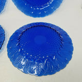 Set of 4 Avon Royal Sapphire Leaf Fan France Cobalt Blue 10 5/8" Dinner Plates