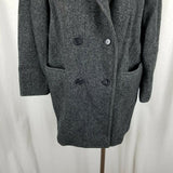 Vintage JG Hook Wool Herringbone Tweed Peacoat Car Coat Womens XL Black White