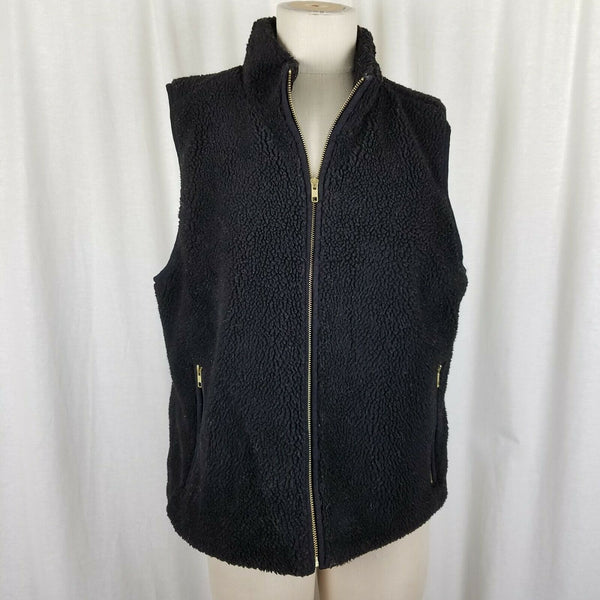 J Crew Mercantile Excursion Berber Sherpa Fleece Vest Womens L Zip Up Black