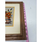 Southwestern Wood Framed Needlepoint 3D Raised Picture Native Artwork 13x11 Mat