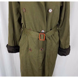 Liz Claiborne Lizsport Worsted Wool Faux Fur Long Maxi Trench Coat Womens PM